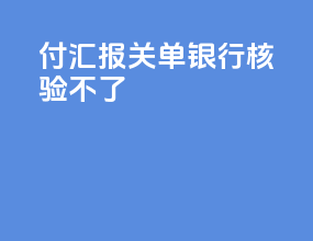 付汇报关单银行核验不了