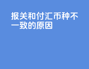 报关和付汇币种不一致的原因