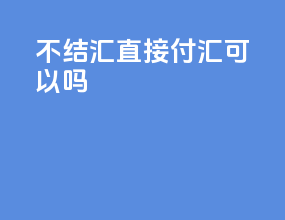 不结汇直接付汇可以吗