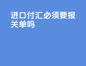 进口付汇必须要报关单吗