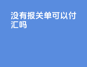 没有报关单可以付汇吗