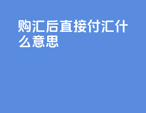购汇后直接付汇什么意思