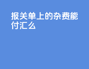 cif报关单上的杂费能付汇么