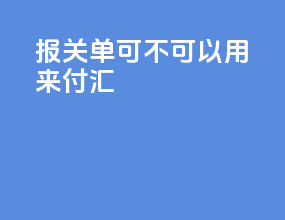 报关单可不可以用来付汇