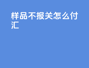 样品不报关怎么付汇