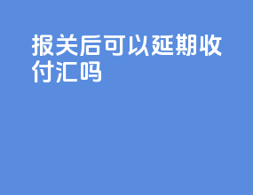 报关后可以延期收付汇吗