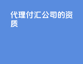 代理付汇公司的资质