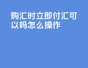 购汇时立即付汇可以吗怎么操作