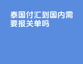 泰国付汇到国内需要报关单吗