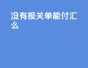 没有报关单能付汇么