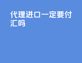 代理进口一定要付汇吗