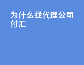 为什么找代理公司付汇