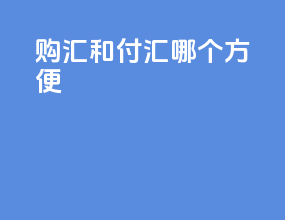 购汇和付汇哪个方便