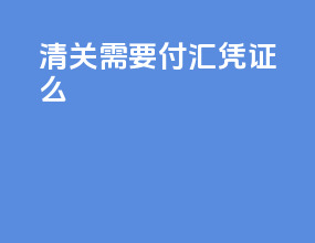 清关需要付汇凭证么