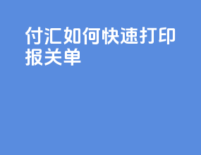 付汇如何快速打印报关单