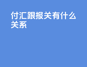 付汇跟报关有什么关系