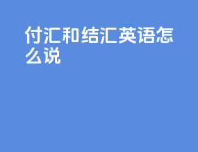 付汇和结汇英语怎么说