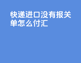 快递进口没有报关单怎么付汇
