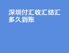 深圳付汇收汇结汇多久到账