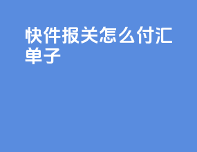 快件报关怎么付汇单子