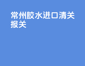 常州胶水进口清关报关