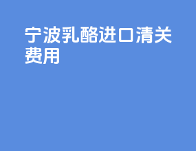 宁波乳酪进口清关费用