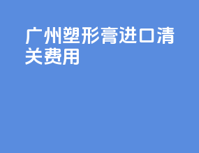 广州塑形膏进口清关费用