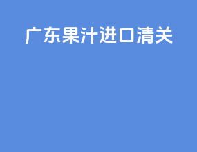 广东果汁进口清关