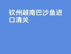 钦州越南巴沙鱼进口清关