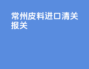 常州皮料进口清关报关