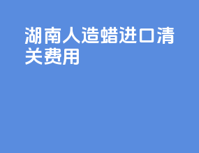 湖南人造蜡进口清关费用