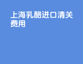 上海乳酪进口清关费用