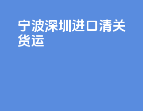 宁波深圳进口清关货运