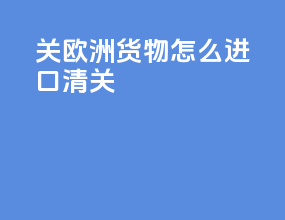 关欧洲货物怎么进口清关
