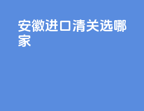 安徽进口清关选哪家