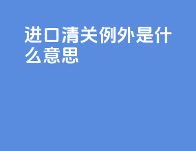 进口清关例外是什么意思