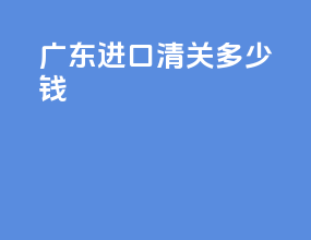 广东进口清关多少钱