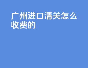 广州进口清关怎么收费的