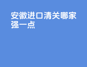 安徽进口清关哪家强一点
