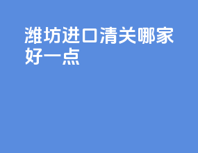 潍坊进口清关哪家好一点