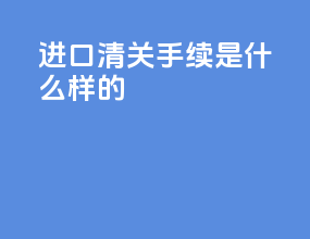 进口清关手续是什么样的