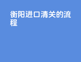 衡阳进口清关的流程