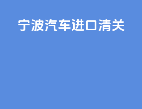 宁波汽车进口清关