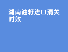 湖南油籽进口清关时效