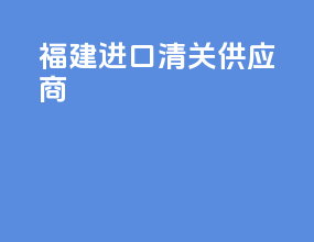 福建进口清关供应商