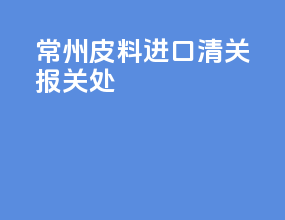 常州皮料进口清关报关处