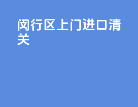 闵行区上门进口清关