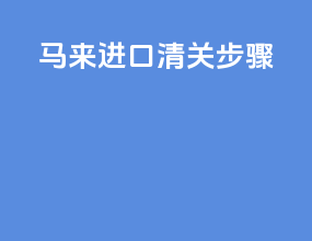 马来进口清关步骤