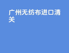 广州无纺布进口清关