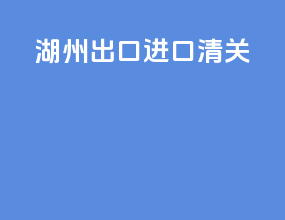 湖州出口进口清关
